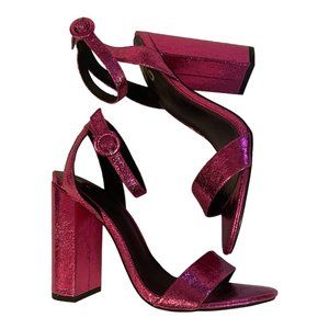 Mix No. 6 Women Camian Pink Fuchsia Metallic Disco Dance Party Sandal Block Heel